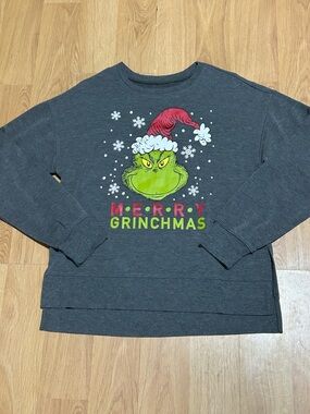The Grinch Dr. Seuss Graphic Sweatshirt Charcoal Medium EUC